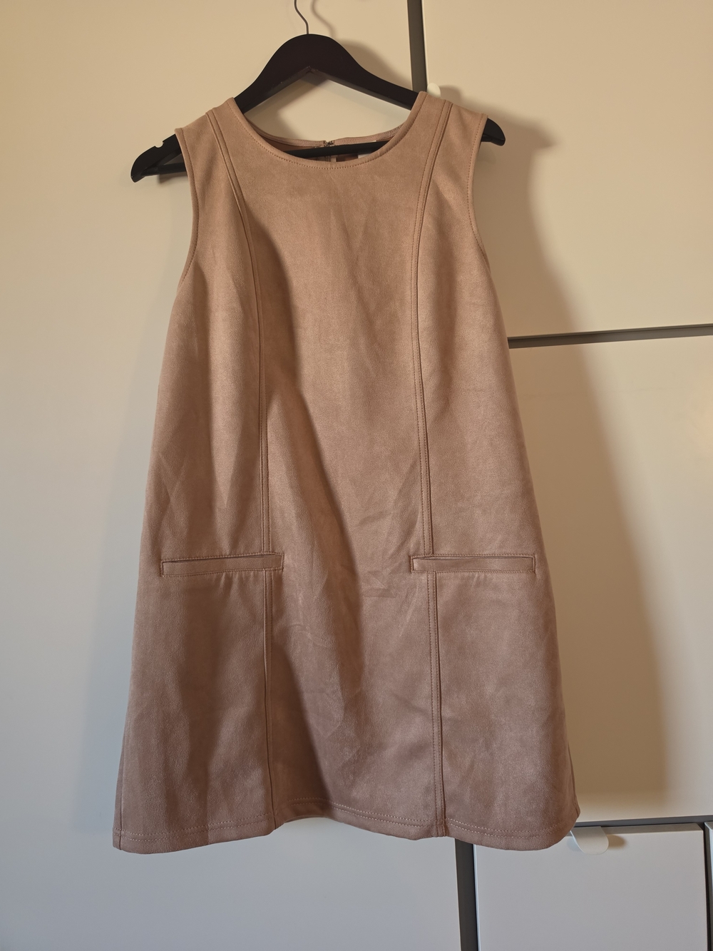 Sleeveless Faux Suede Shift Dress in Dusty Rose